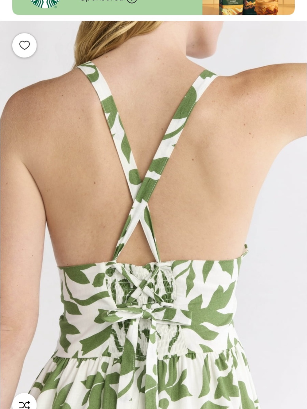 Tim and tru Sleeveless Green Leaf Print Midi Dress - White & Olive - Picture 3 of 6